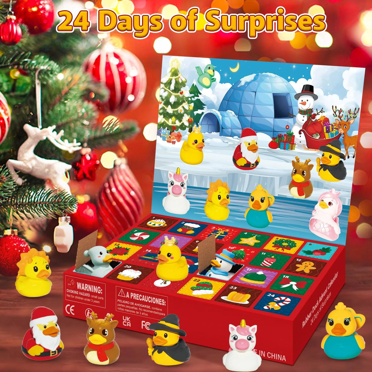 Rubber Duck Countdown Calendar 24-Piece Holiday Bath Toy Set