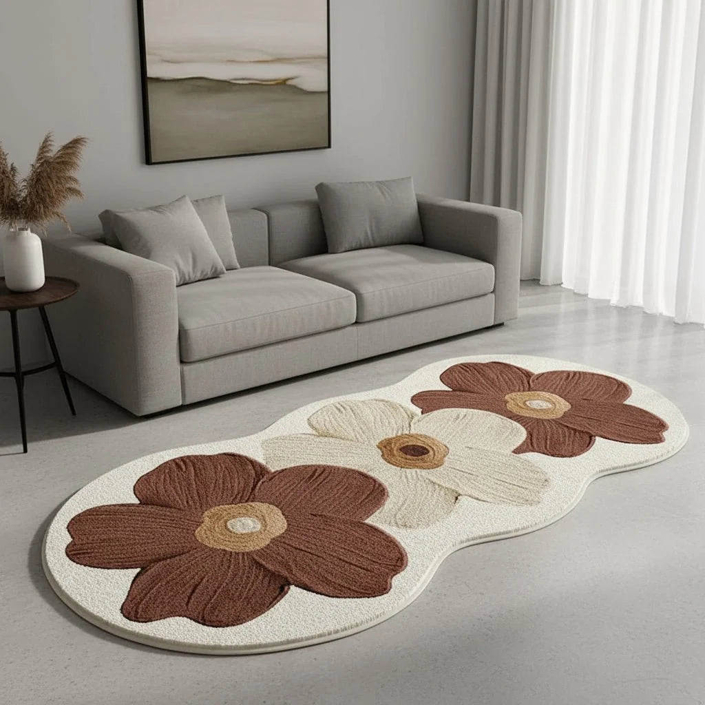 Rug Cashmere-Like Floral Non-Slip Backing