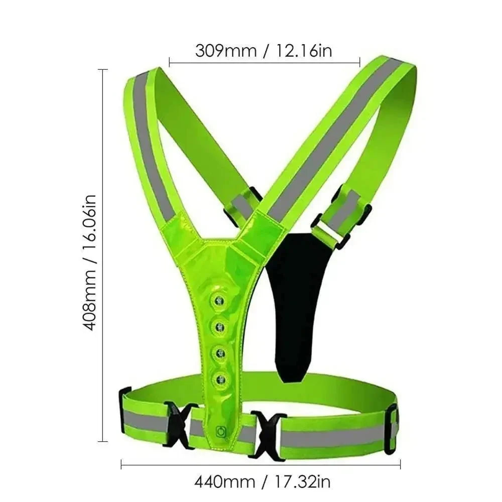 Running Vest LED Lights & Reflective Strips USB Rechargeable
