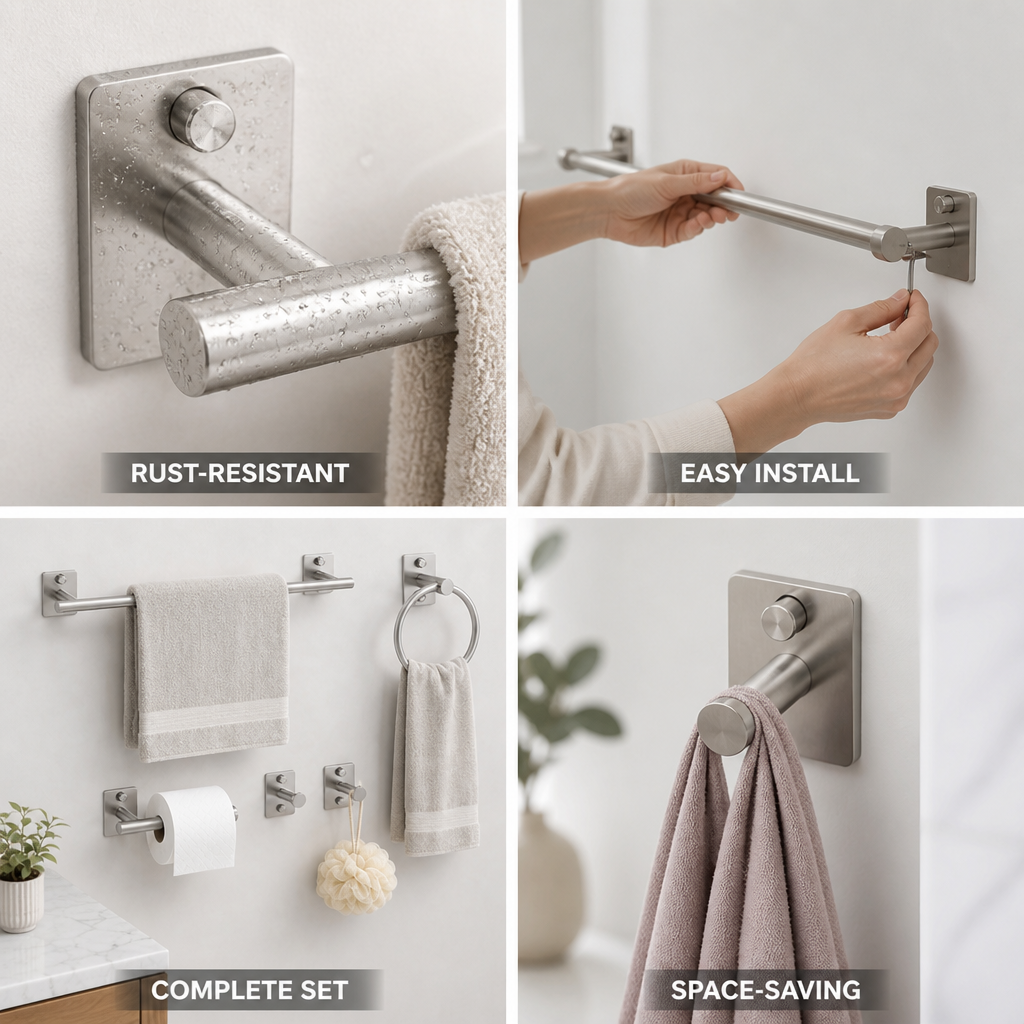 Rust-Resistant Stainless Steel Concealed-Mount Bathroom Accessory Set