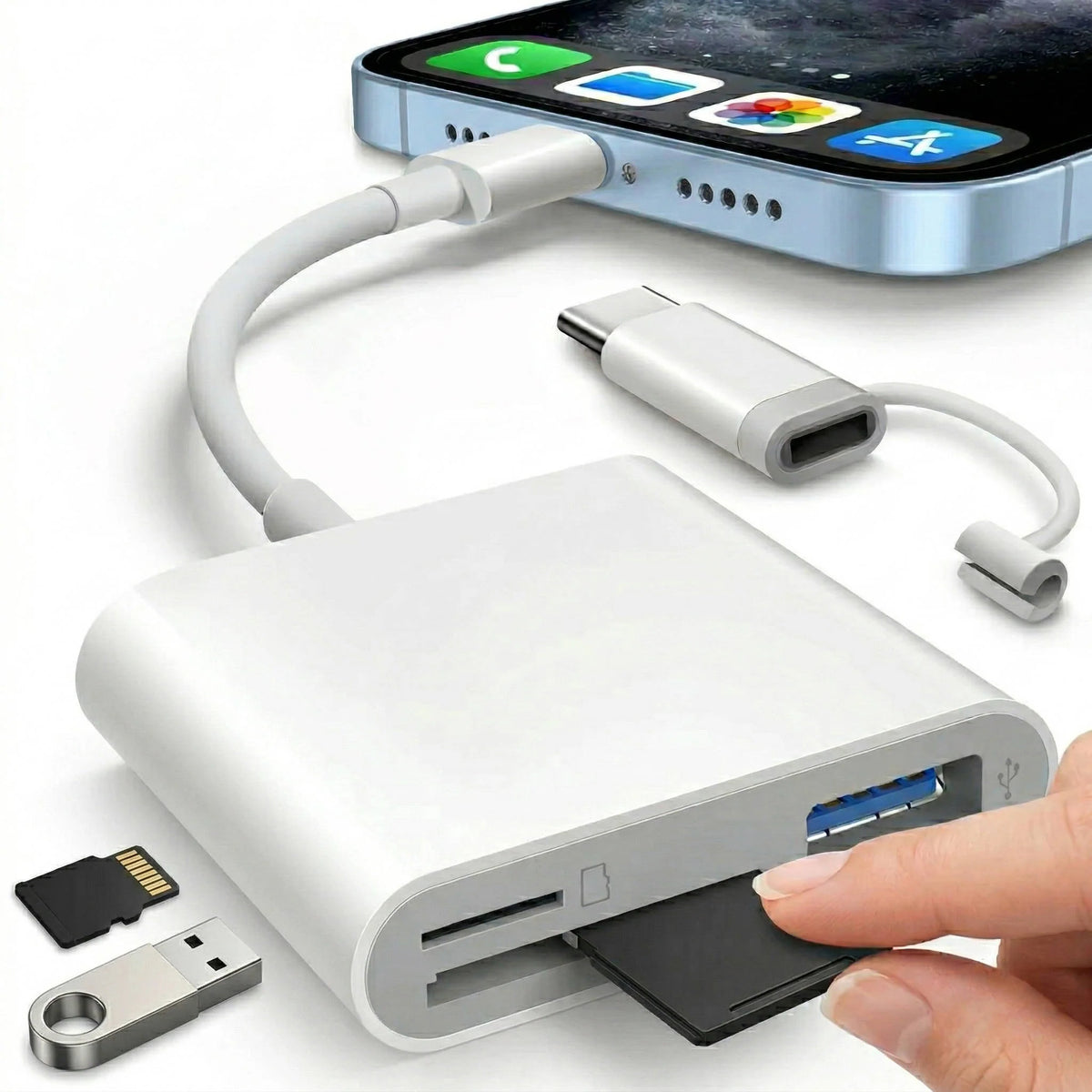 SD Card Reader Lightning USB-C & USB-A Dual Slots