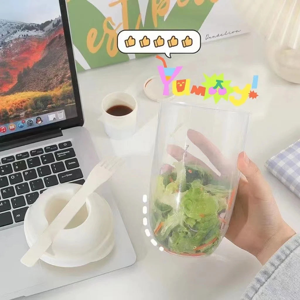 Salad Cup BPA-Free Built-In Fork & Dressing Holder