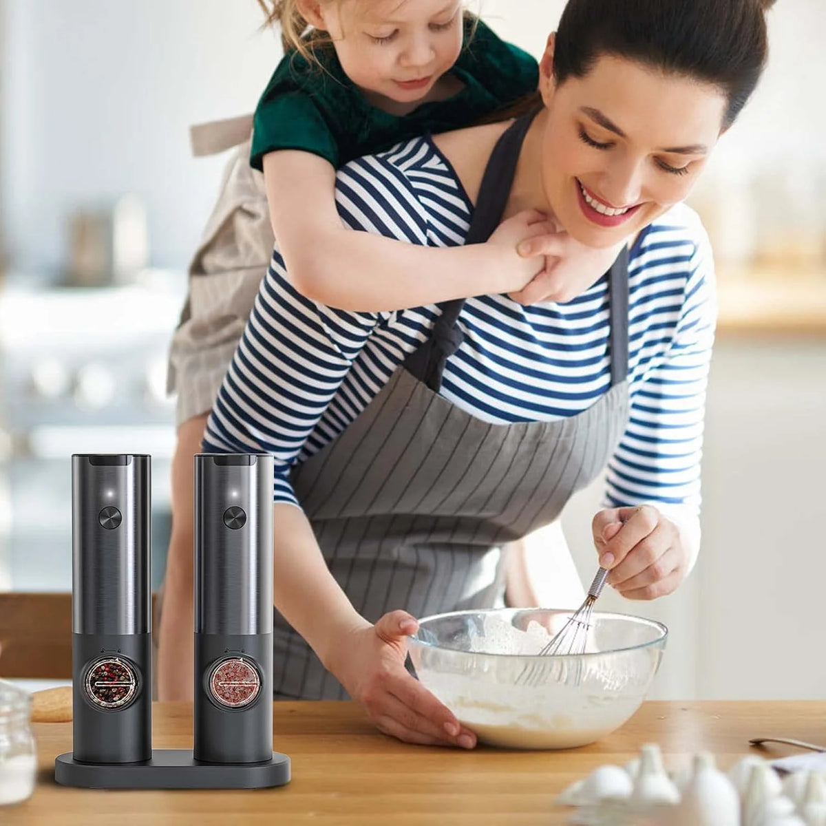Salt And Pepper Mill Set Rechargeable Adjustable Grind