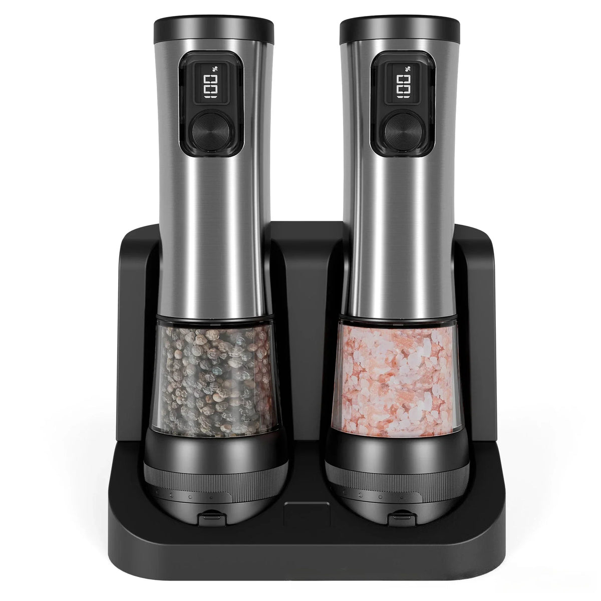 Salt & Pepper Mill Set Electric Rechargeable Fine-To-Coarse Grind
