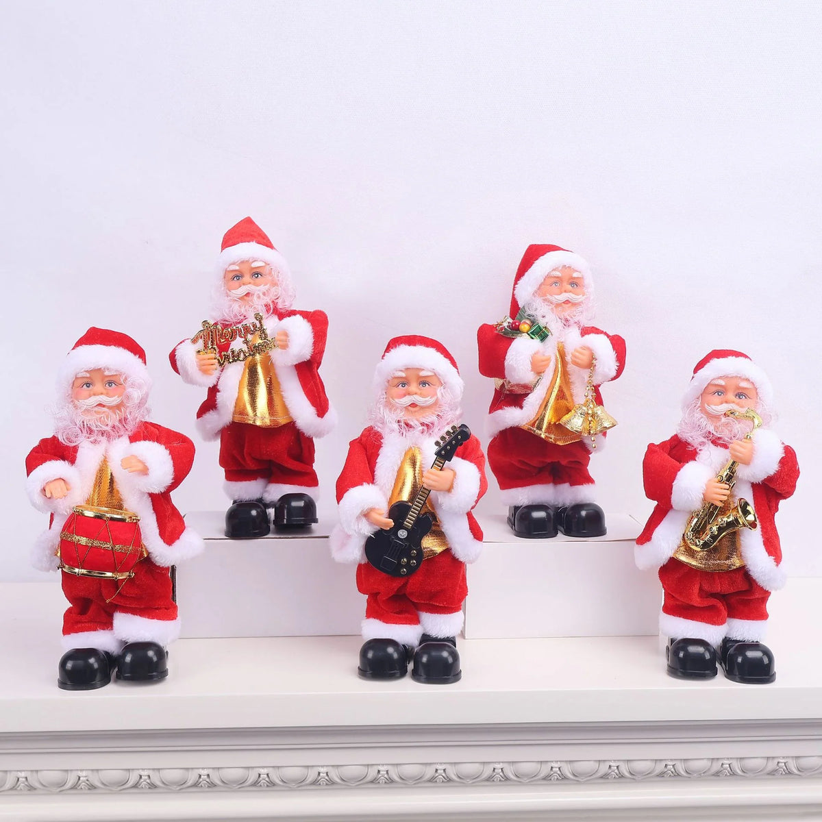 Santa Claus Figurine Hand-Painted Saxophone-Playing