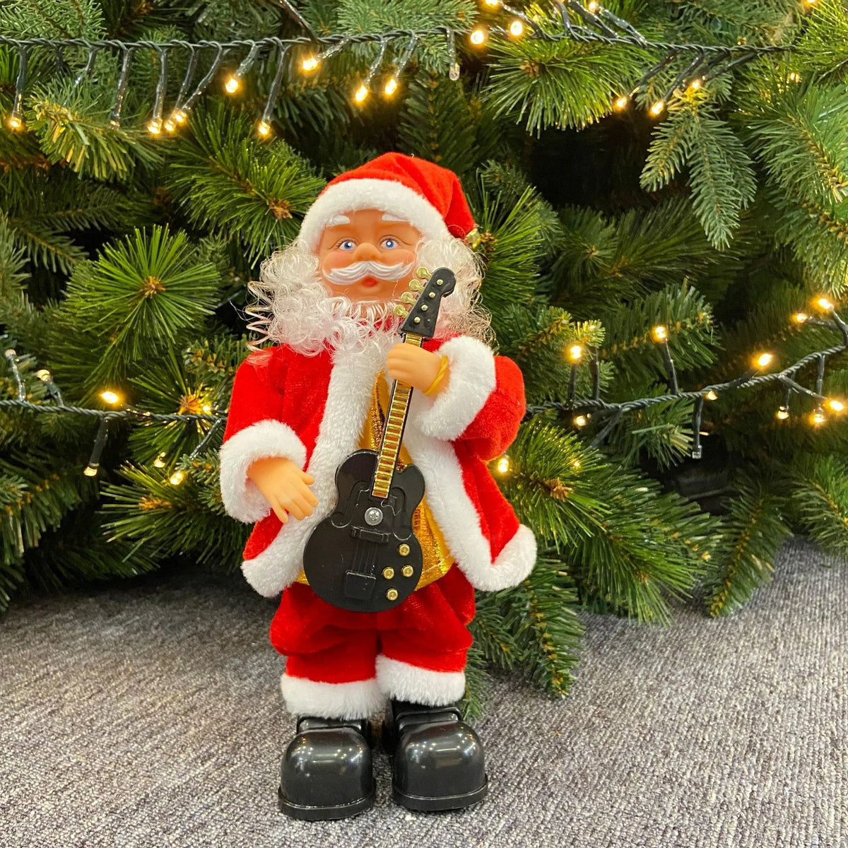 Santa Claus Figurine Illuminated Red & Gold Indoor Outdoor