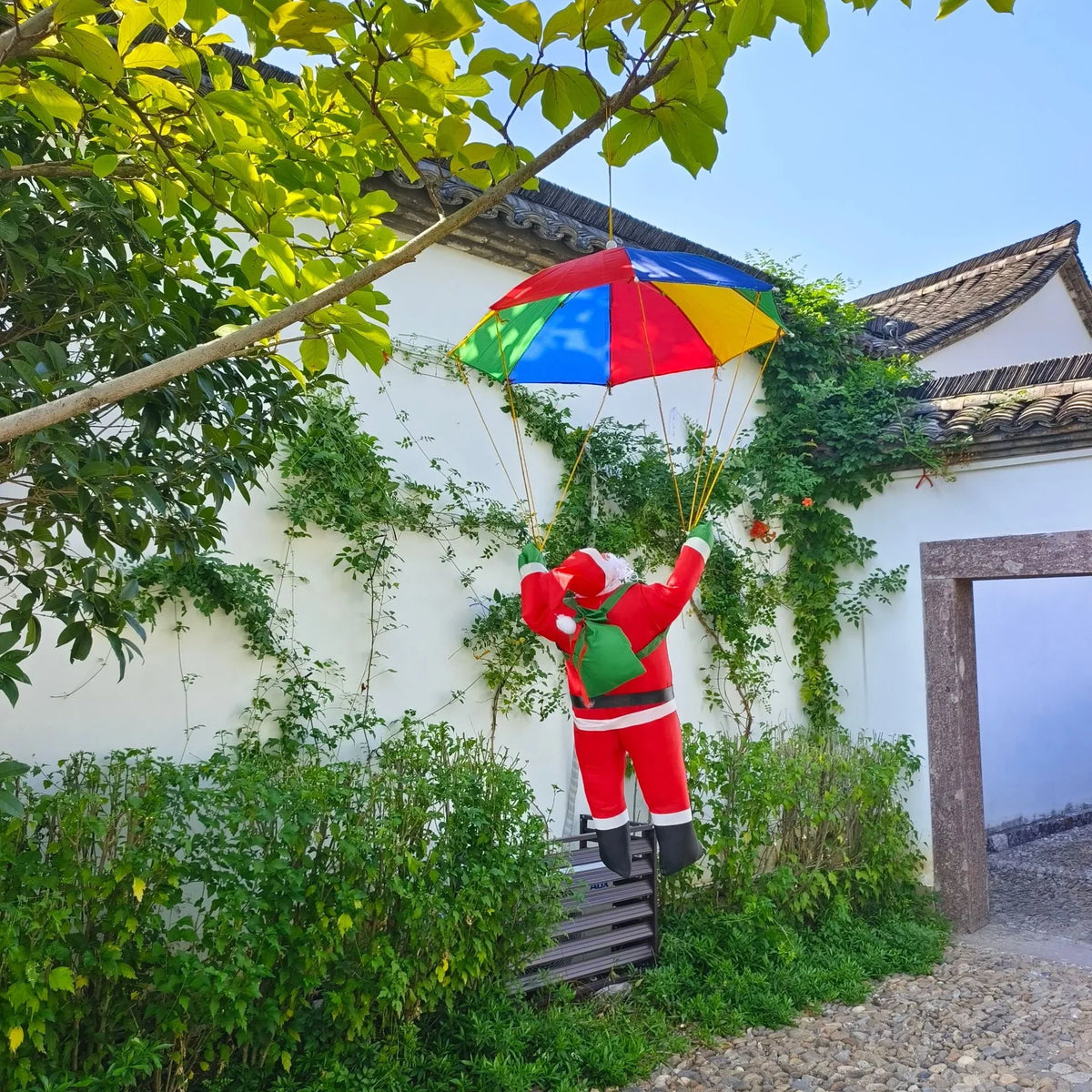 Santa Figure Colorful Parachute & Weather-Resistant Fabric