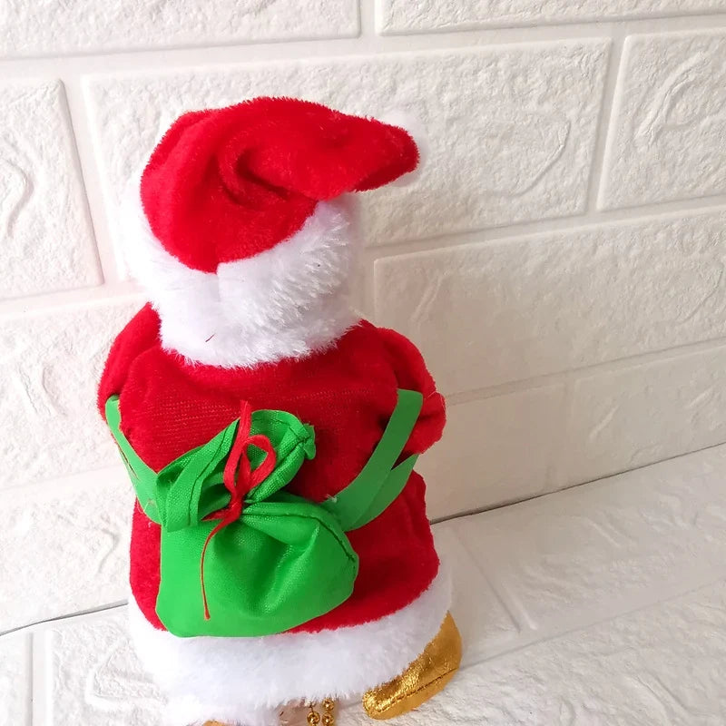 Santa Figure Plush Lighted Pearl Necklace Hanging & Tabletop