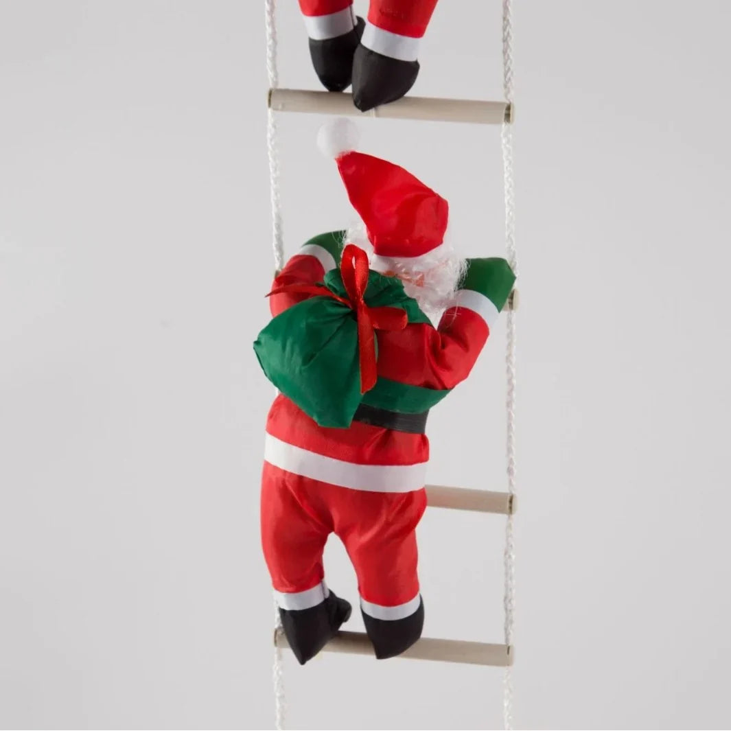 Santa Figurine Climbing Ladder 10 Inch Indoor & Outdoor