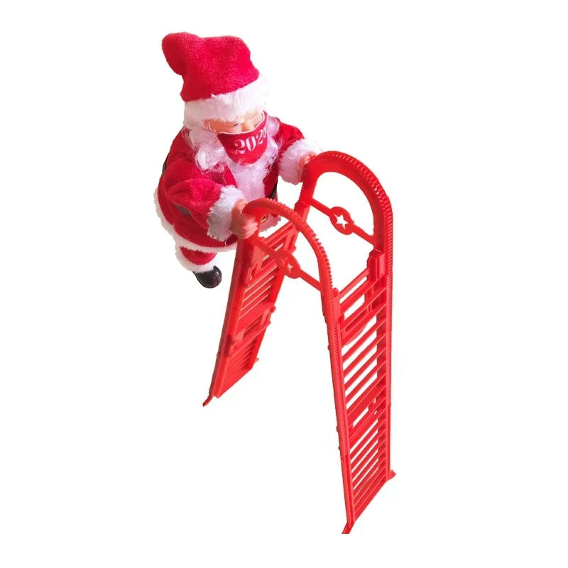 Santa Figurine Climbing Ladder Fiberglass Tabletop Decor