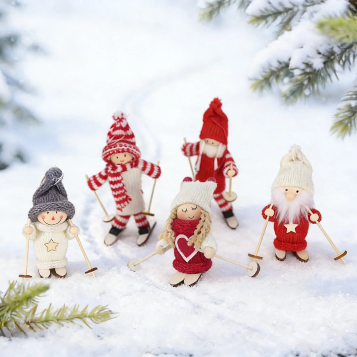 Santa Figurine Handmade Knit Suit & Soft Beard