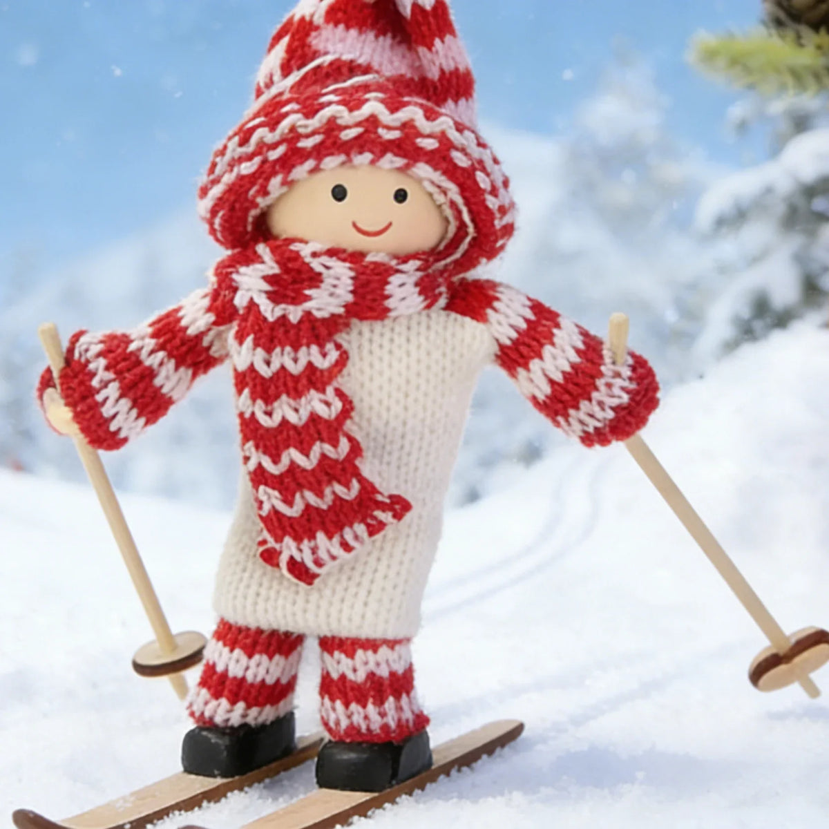 Santa Figurine Handmade Knit Suit & Soft Beard