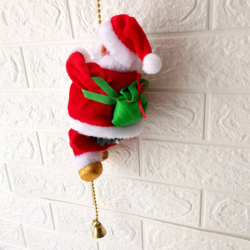 Santa Figurine Movable Parts Lighted Pearl Necklace