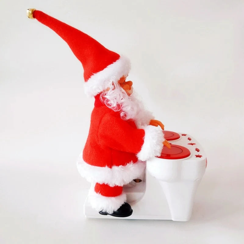 Santa Figurine Two Santas Playing Music Durable Indoor Decor