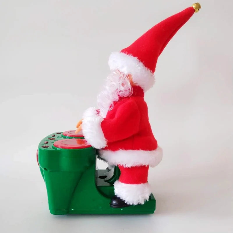 Santa Figurine Two Santas Playing Music Durable Indoor Decor