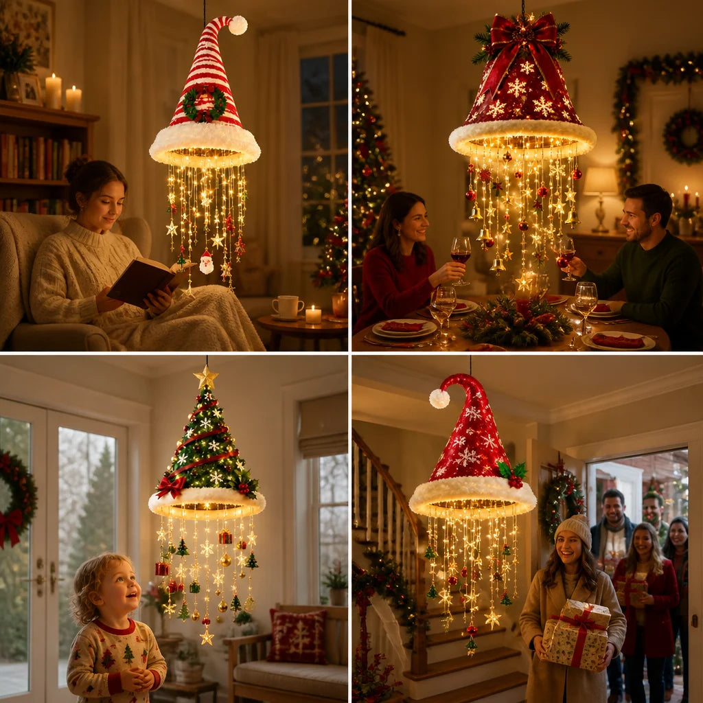 Santa Hat LED String Lights Festive Accessory