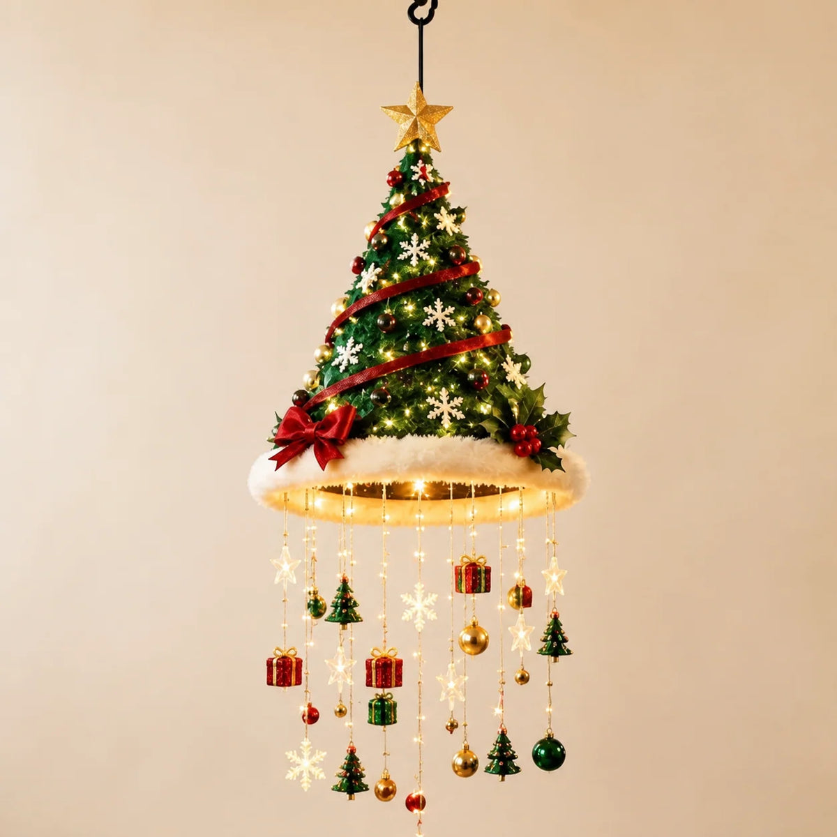 Santa Hat LED String Lights Festive Accessory
