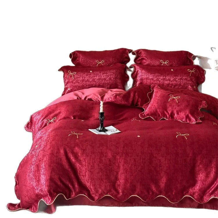 Satin Bedding Set 4-Piece Silky-Soft Velvety Texture