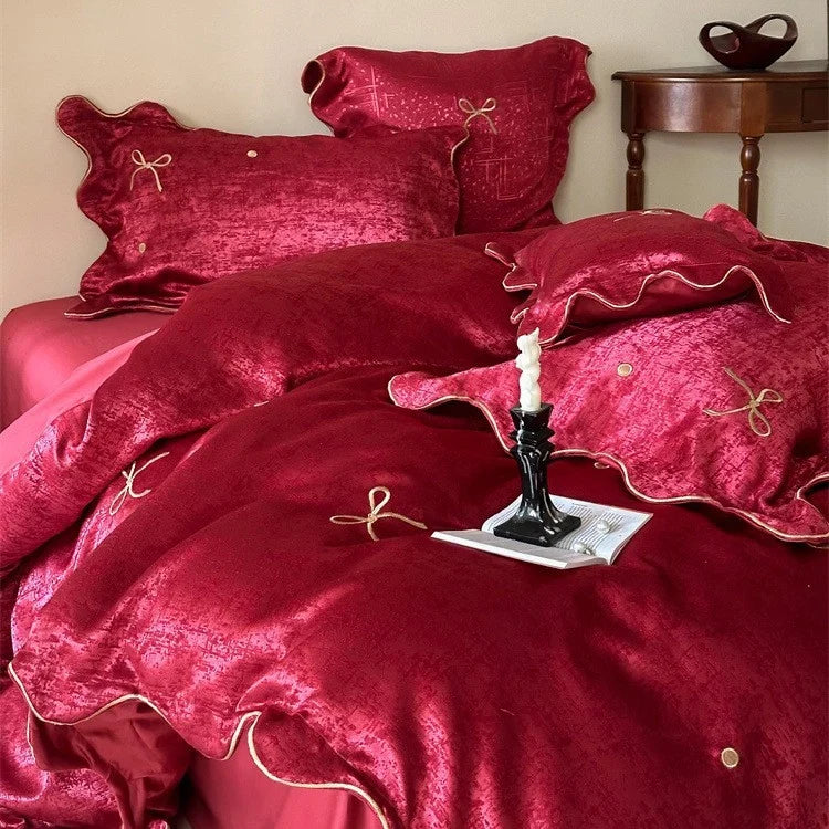 Satin Bedding Set 4-Piece Silky-Soft Velvety Texture