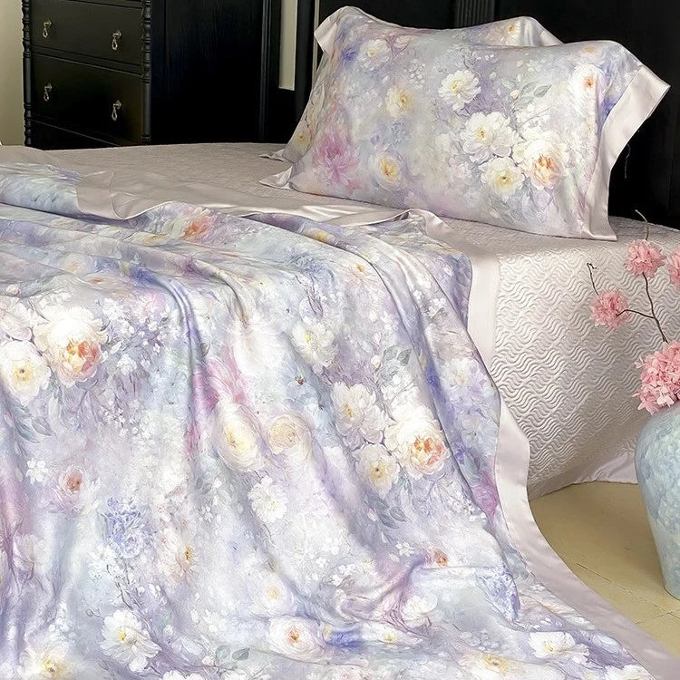 Satin Bedding Set Watercolor Floral Cooling