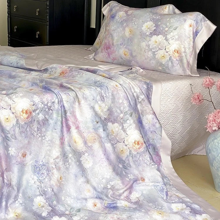 Satin Bedding Set Watercolor Floral Cooling