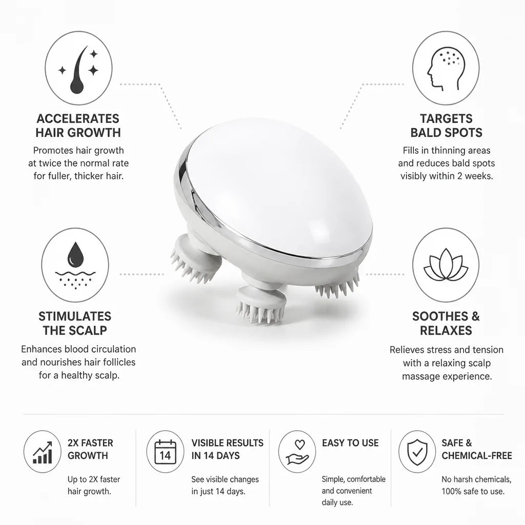 Scalp Massager Vibrating Stimulates Circulation & Hair Growth