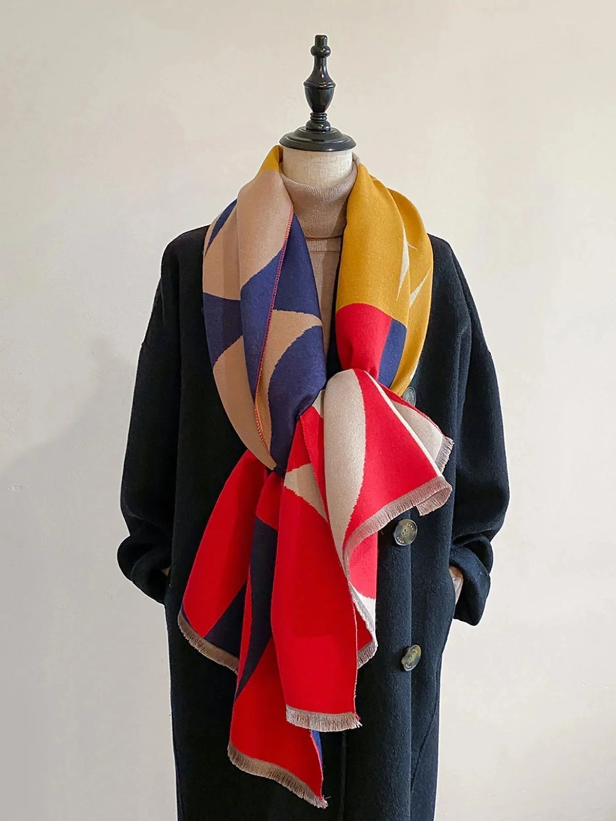 Scarf Reversible Cashmere Blend Lightweight Warmth