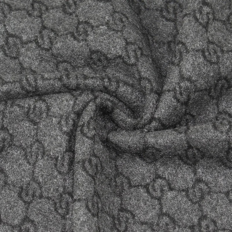 Scarf Wool Blend Lightweight Letter Print Fringed Edges