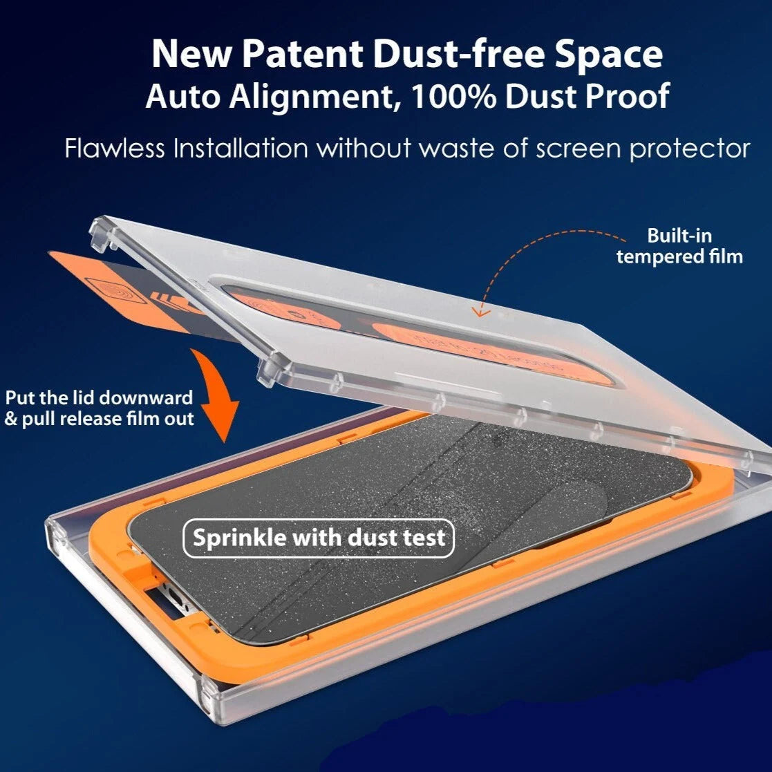 Screen Protector Tempered Glass 9H Dust-Free Alignment Tray 2-Pack