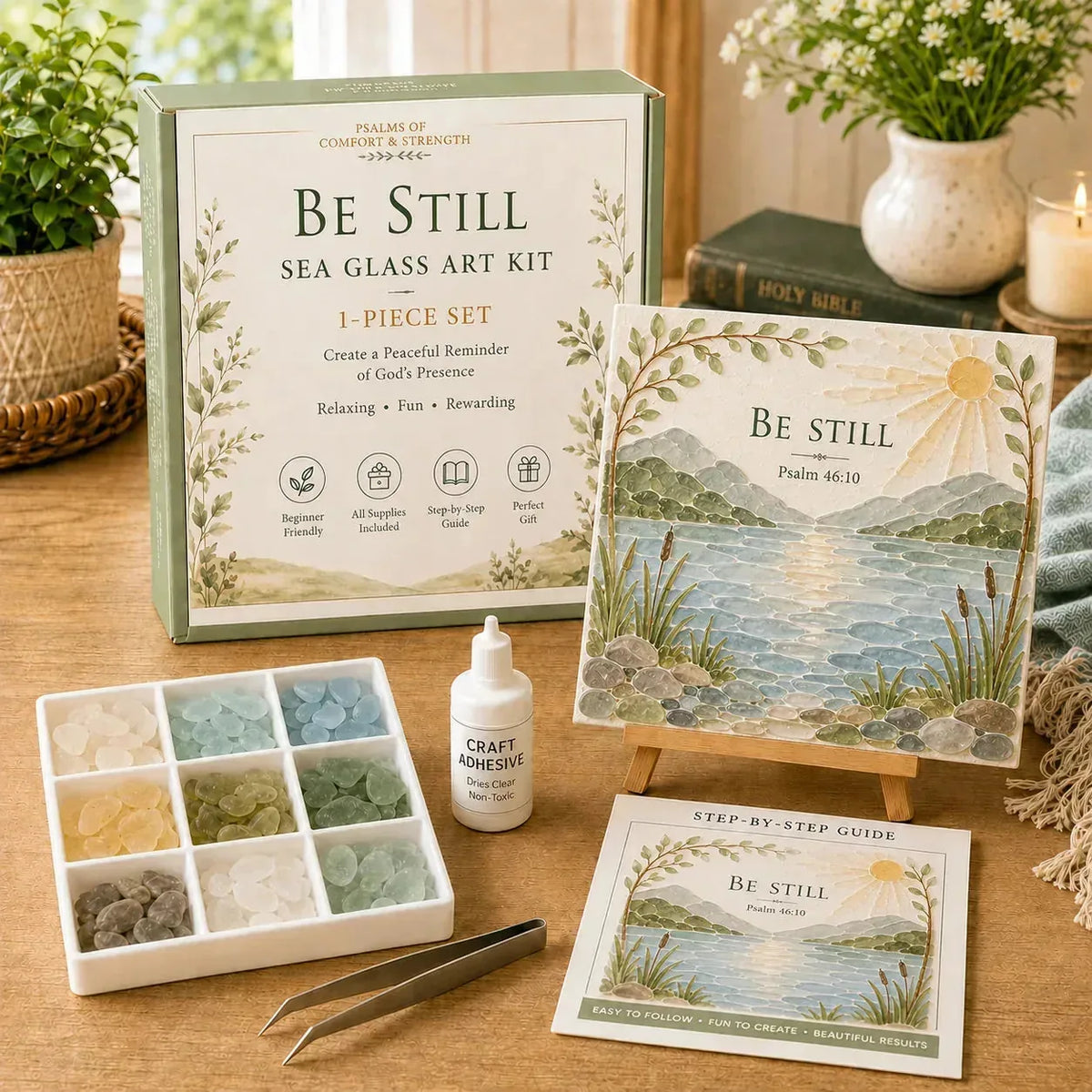 Sea Glass Art Kit Psalm-Inspired Layered DIY Home Decor