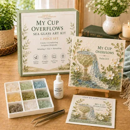 Sea Glass Art Kit Psalm-Inspired Layered DIY Home Decor