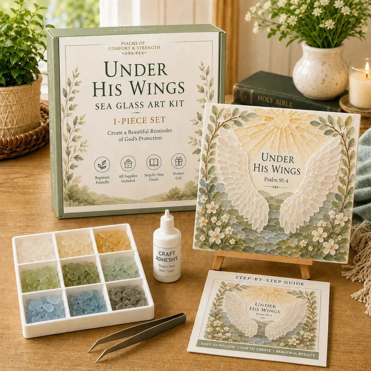 Sea Glass Art Kit Psalm-Inspired Layered DIY Home Decor