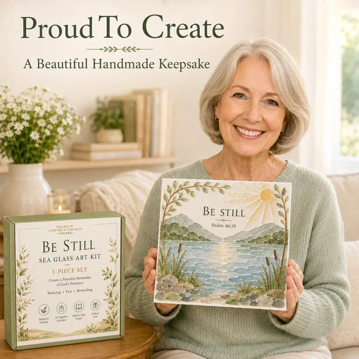 Sea Glass Art Kit Psalm-Inspired Layered DIY Home Decor