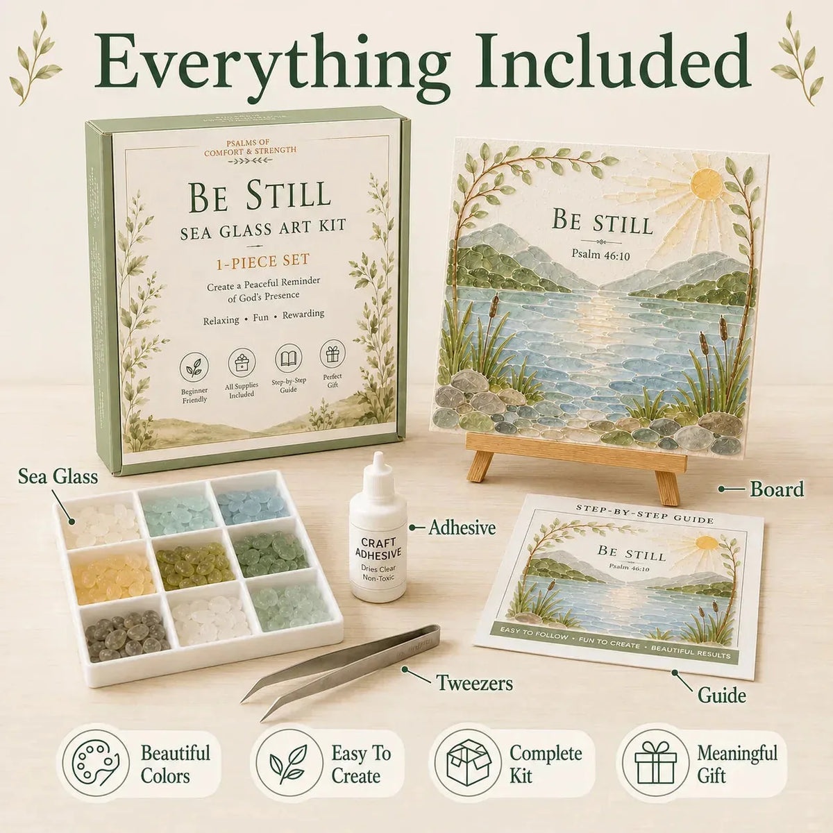 Sea Glass Art Kit Psalm-Inspired Layered DIY Home Decor