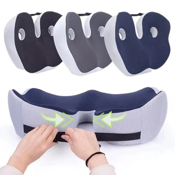 Seat Cushion Contoured Memory Foam Breathable Mesh Adjustable Strap