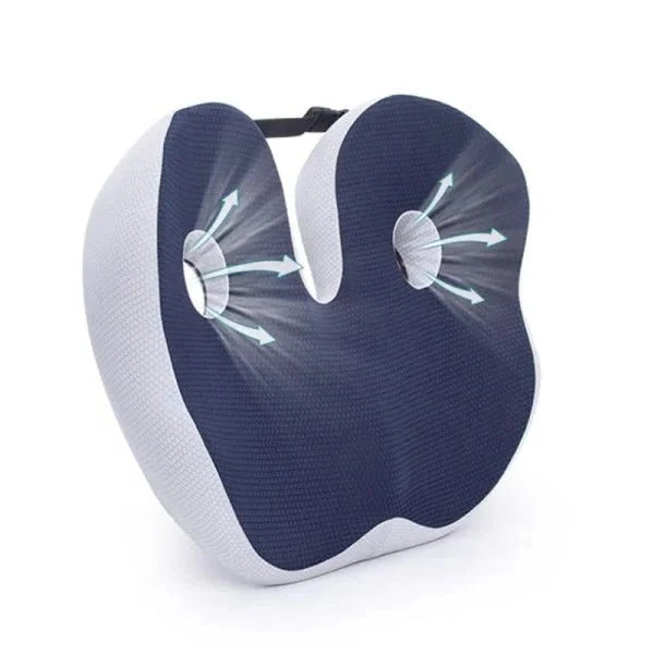 Seat Cushion Ergonomic Contoured Non-Slip Base & Adjustable Straps