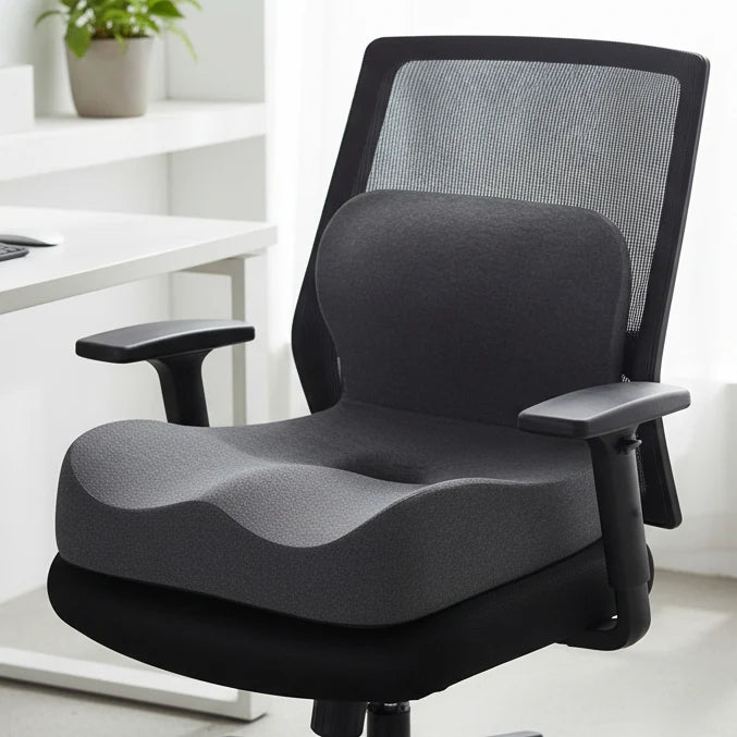 Seat Cushion Ergonomic L-Shape Memory Foam Removable Washable Cover