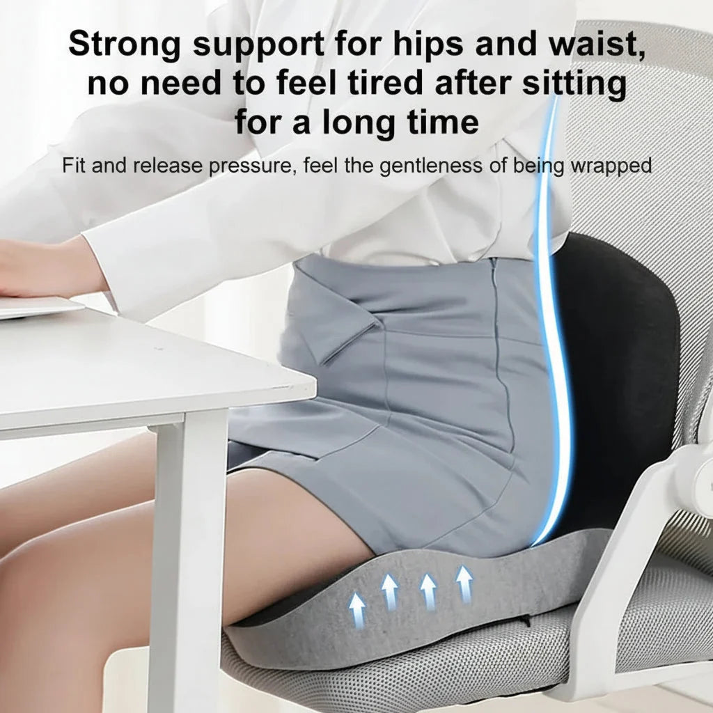 Seat Cushion & Lumbar Set Memory Foam Coccyx Relief