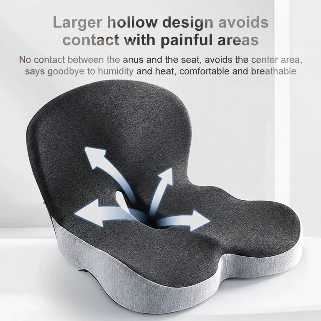 Seat Cushion & Lumbar Set Memory Foam Coccyx Relief