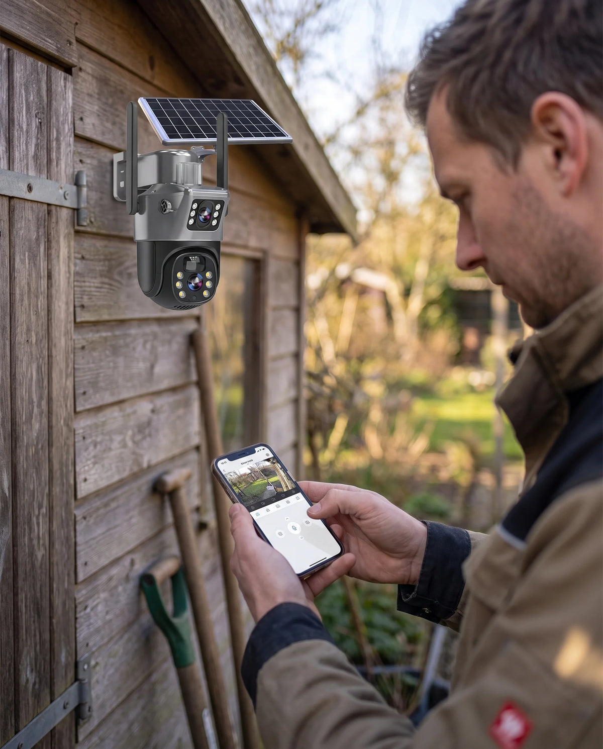 Security Camera Solar-Powered Dual Lens 4K 10x Optical Zoom