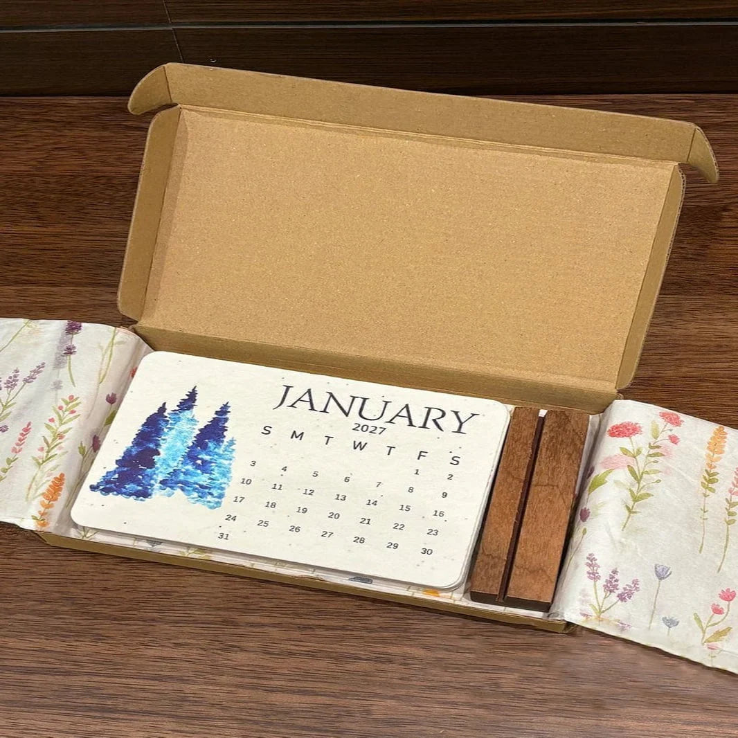 Seed Paper Calendar 2027 Plantable 12 Cards Organic GMO-Free Seeds