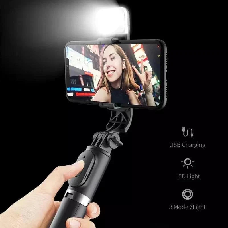 Selfie Stick Extendable Bluetooth Remote & Detachable Fill Light