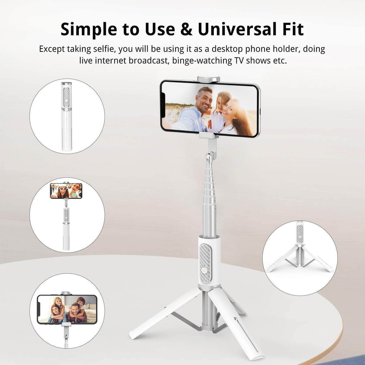 Selfie Stick Tripod Foldable Adjustable Bluetooth Remote