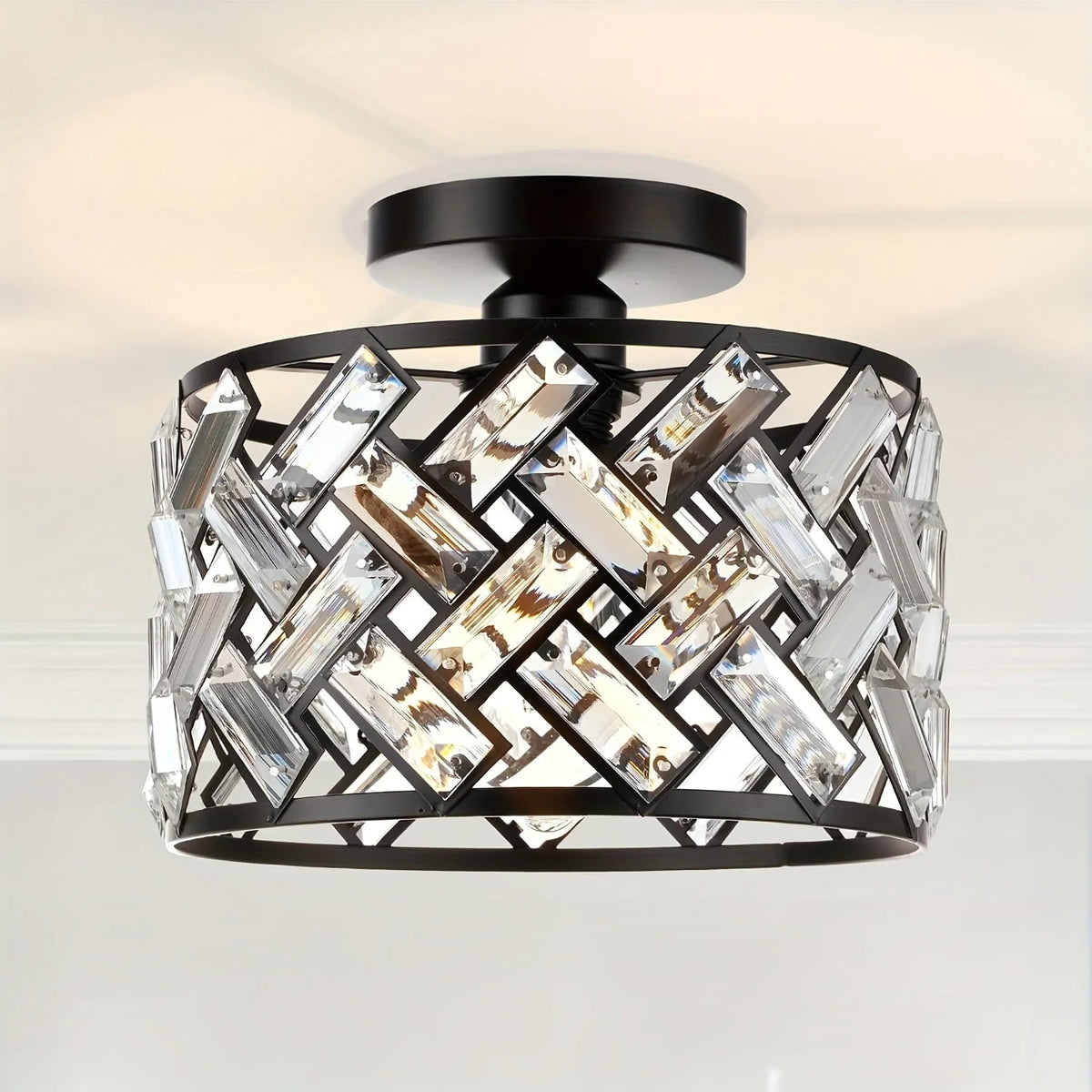 Semi-Flush Ceiling Light Crystal Elements Standard Bulb Fitting