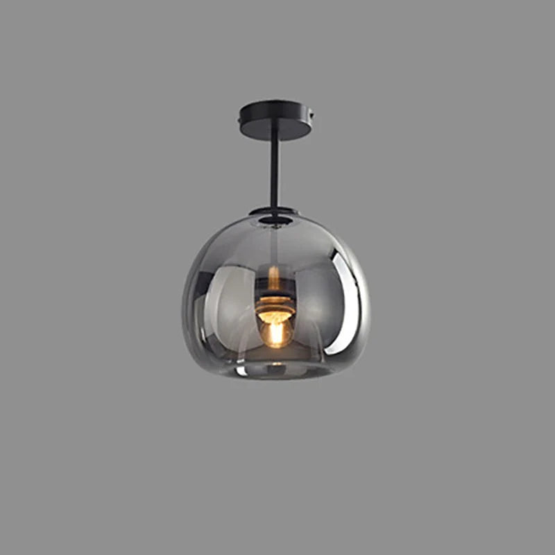 Semi-Flush Ceiling Light Glass Globe & Omnidirectional Low-Profile