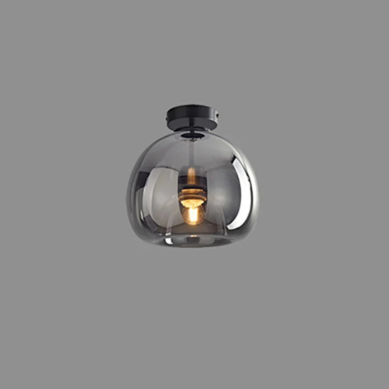Semi-Flush Ceiling Light Glass Globe & Omnidirectional Low-Profile