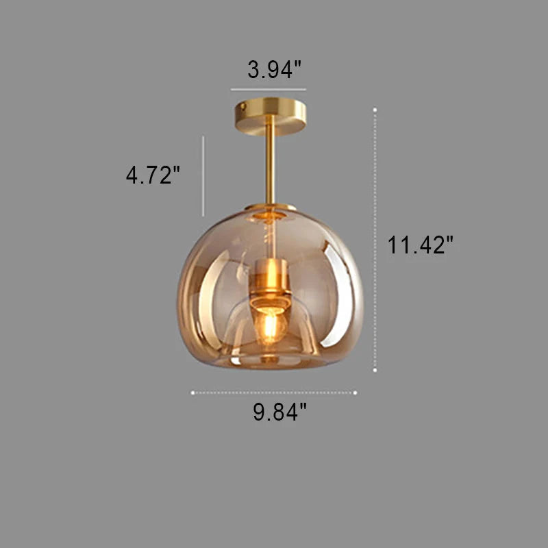 Semi-Flush Ceiling Light Glass Globe & Omnidirectional Low-Profile
