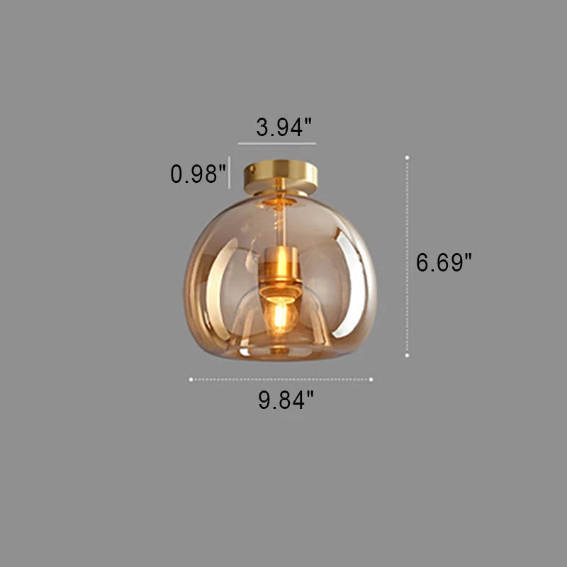 Semi-Flush Ceiling Light Glass Globe & Omnidirectional Low-Profile