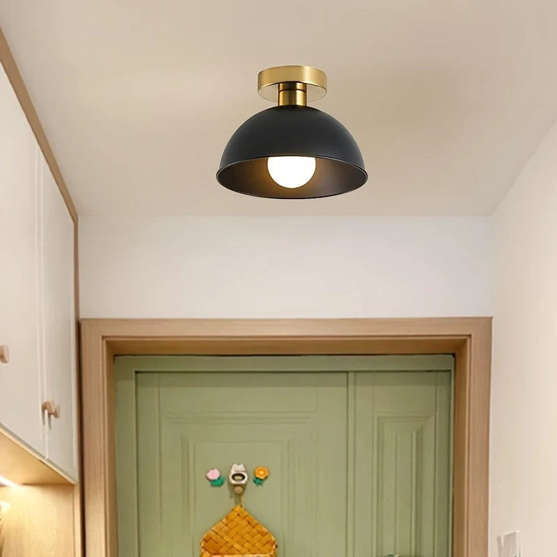 Semi-Flush Ceiling Light Matte Metal Downward Lighting