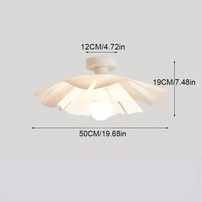Semi-Flush Ceiling Light Petal Layered Pale Interior Three Sizes